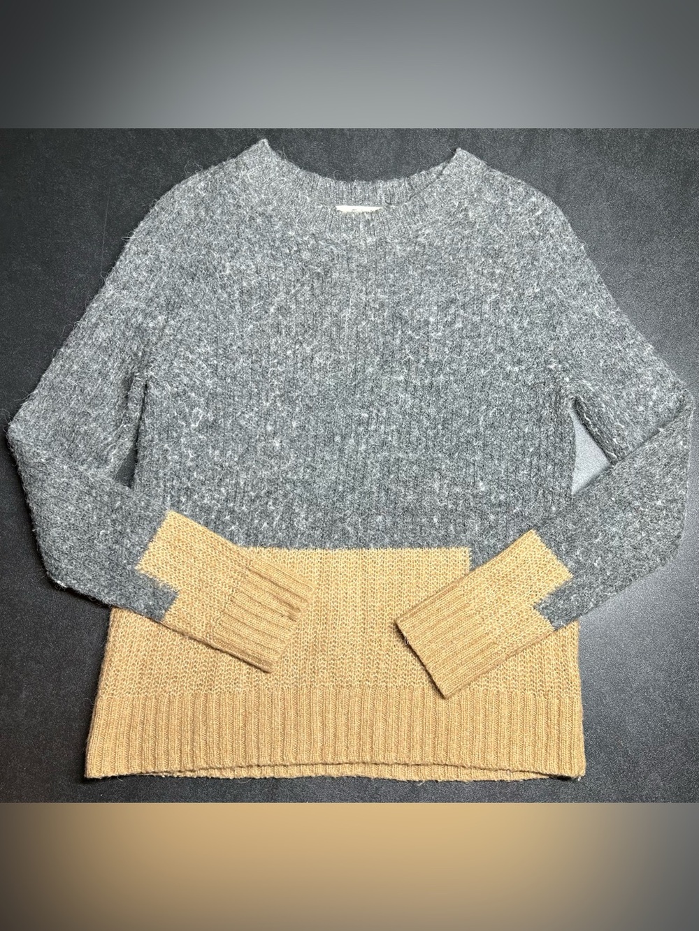 Madewell Women's Size Small S Color Block Gray Brown Wool Alpaca Blend Sweater